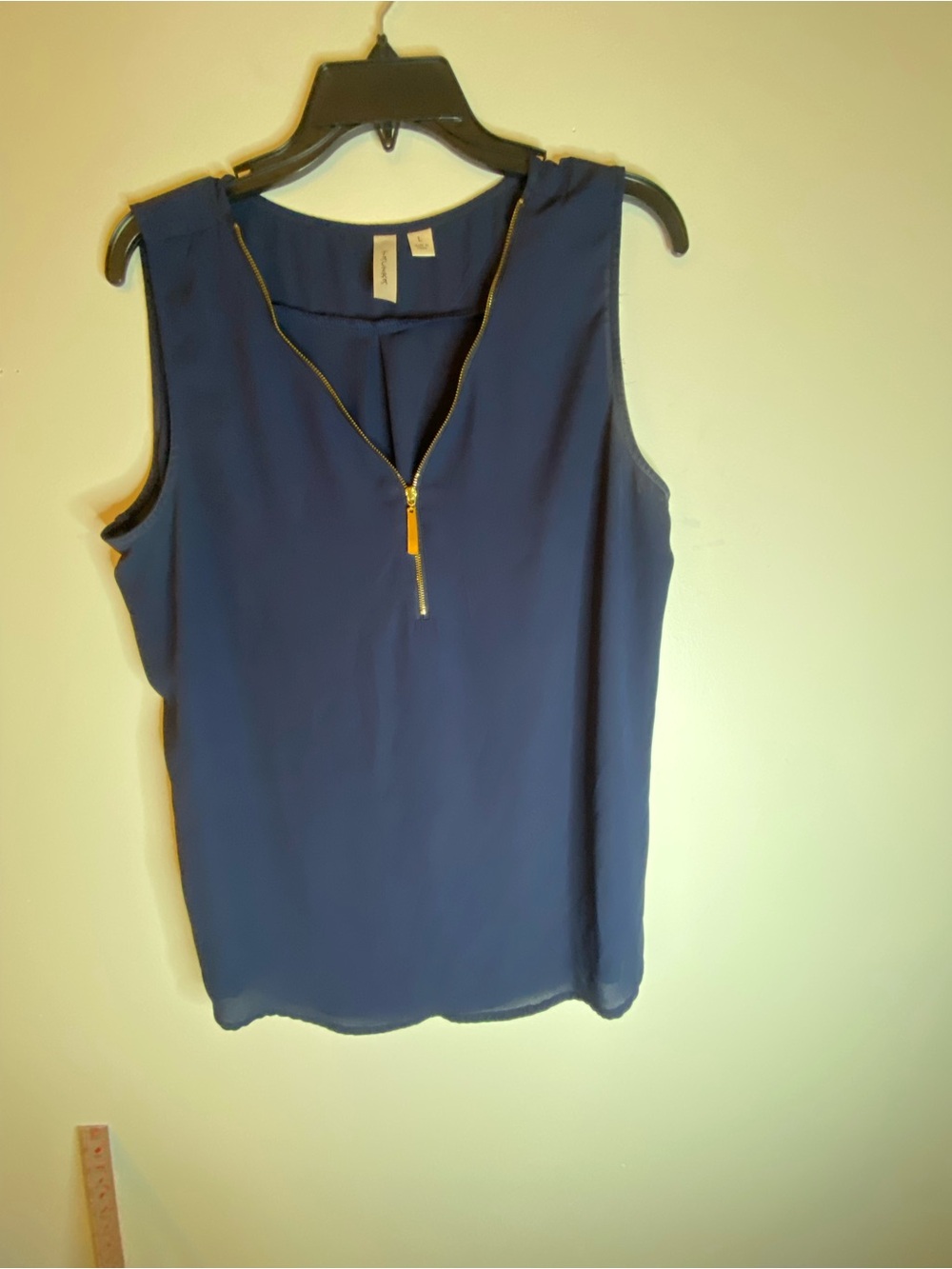 Tacera Navy Sleeveless Zip-Front Camisole